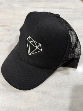 Black Trucker hat with diamond logo